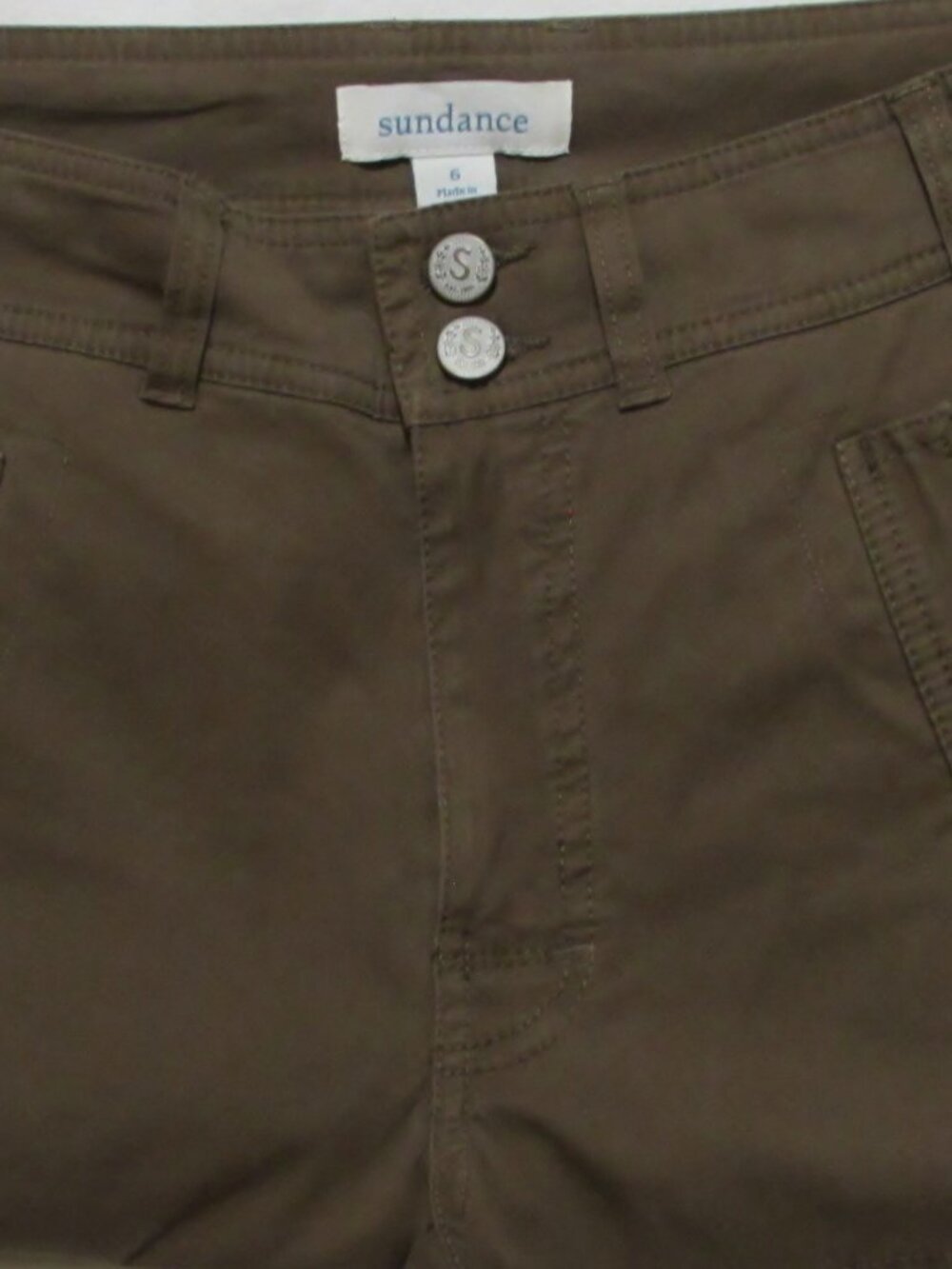 NEW Women's Ladies SUNDANCE Brown Stretch Embroidered Fatique Style Pants 6 $148 - Picture 11 of 12